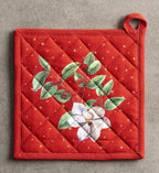 Maison d' Hermine Pot Holders 100% Cotton Heat Resistant Potholders 8" x 8" Hot Pads with Loop BBQ, Cooking, Baking, Grilling, Kitchen, Handling Hot Pans (Pack of 1, Noel)
