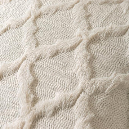 Set of 2 Beige Morrocan Decorative Pillow Covers 26x26 Inch Fluffy Boho Throw - Image 5