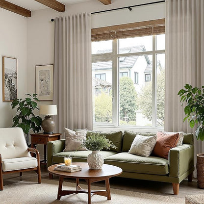 Extra Long 120 Inch Curtains for Living Room Cobblestone Linen Light Filtering - Image 6
