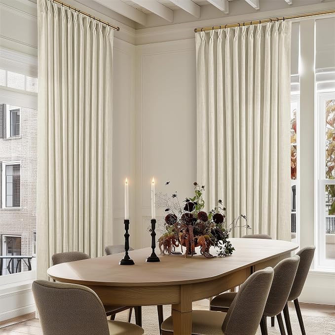 Pinch Pleated Extra Wide Beige Linen Curtain 92 Inches Long 70 Wide 1 Panel | - Image 6