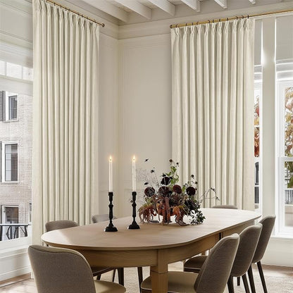 Pinch Pleated Extra Wide Beige Linen Curtain 92 Inches Long 70 Wide 1 Panel | - Image 6