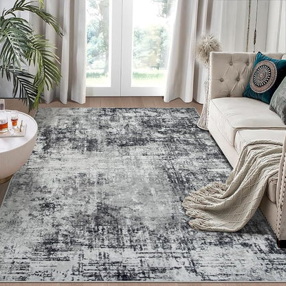 6x9 Area Rugs for Living Room Bedroom Dining Room Washable Black Grey | Soft by Aelenmu