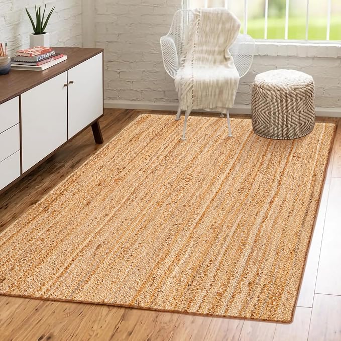 Hausattire Jute Braided Area Rug, 4x6 ft | 100% natural jute, hand woven - Image 5