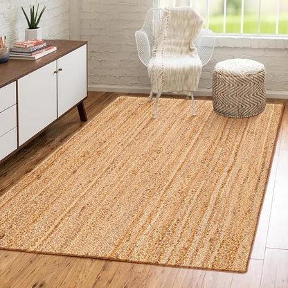 Hausattire Jute Braided Area Rug, 4x6 ft | 100% natural jute, hand woven - Image 5