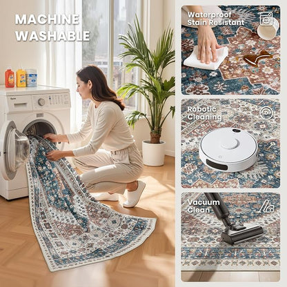 5x7 Area Rugs for Living Room, Large Washable Rug, Dining Room, Low Pile - Image 5
