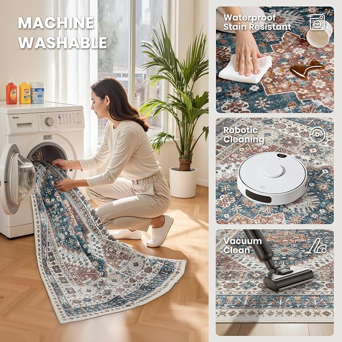 9x12 Area Rugs for Living Room, Large Washable Rug, Dining Room, Low Pile - Image 5