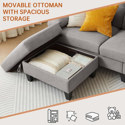 2 Piece Sectional Sofa Set, 3 Seat L Shaped Couches - Image 5