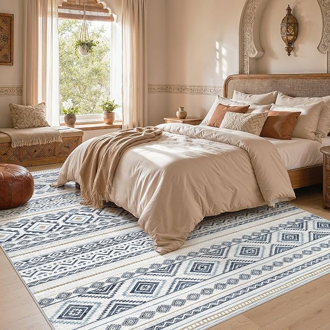 cotiled 6x9 Area Rugs for Living Room: Boho Washable Rug for Dining Room | - Image 6
