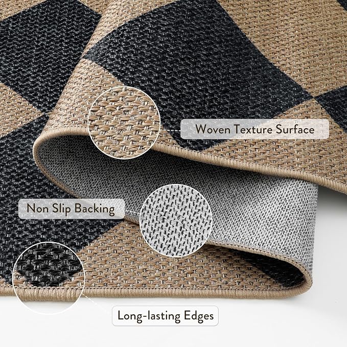 Lahome Checkered Easy Jute Non Slip Runner Rug, 2x6 Kitchen Runner Rug Washable - Image 4