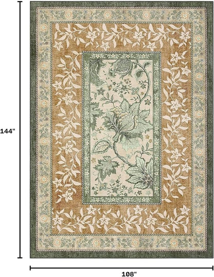 GarveeHome Terracotta Olive Sage Green Area Rugs 9x12 Living Room, Botanical - Image 2