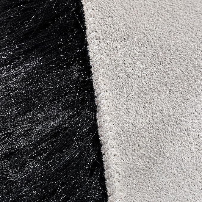 linmopm Faux Fur Rug Sheepskin Shag Fluffy Fuzzy 5x7 ft Black Rugs - Image 5