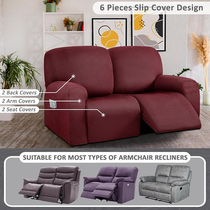 ULTICOR Reclining Loveseat Slipcover, 6-Piece Yarn Dyed Loveseat Reclining Sofa - Image 5