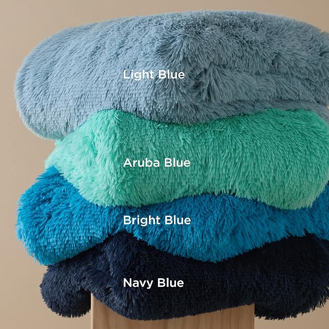 Bedsure GentleSoft Fluffy Bright Blue Blankets Queen Size - Image 8
