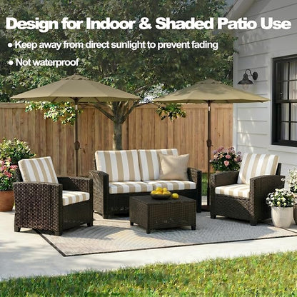 CALBODE 14 Pcs Outdoor Seat Cushion Covers, Striped Stretch Chair Seat Cover - Image 5