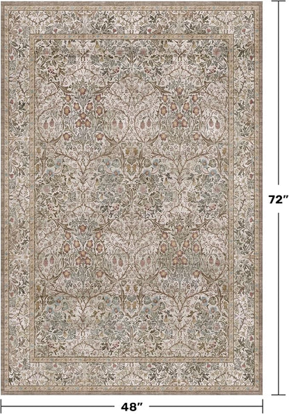 Vintage 4x6 Entryway Rug, Washable Area Rugs - Image 2