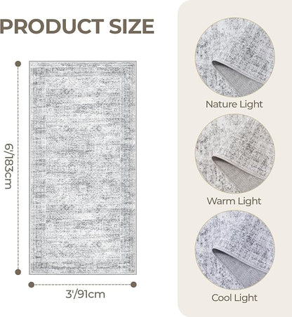3x6 Runner Rug Non Slip, Washable Hallway Runner Rug, Nursery Room, Soft Runner - Image 2