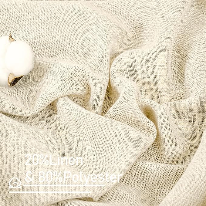 Semi Sheer Beige Linen Curtains 36 Inch Length - Image 3