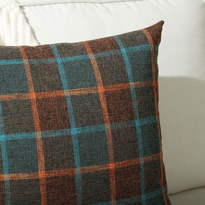 Stellhome Pack of 2 Fall Linen Buffalo Check Throw Pillow Covers, Farmhouse - Image 4