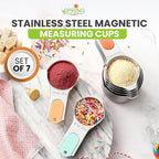 Spring Chef Magnetic Stainless Steel Measuring Cups (Patent Pending), Kitchen Tools with Easy to Read Markings for Measuring Dry or Liquid Ingredients, Set of 7, Desert Sunset