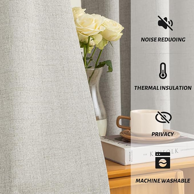 Yakamok Oatmeal Linen Textured Curtains 72 Inches Long - Image 5
