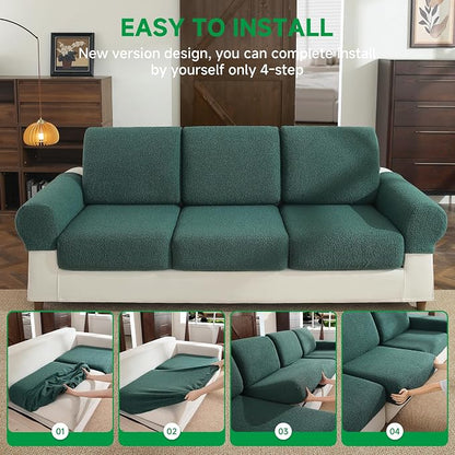 OHSIO Couch Cushion Covers for Sectional Sofa, Stretch Soft Sofa Slipcovers - Image 7