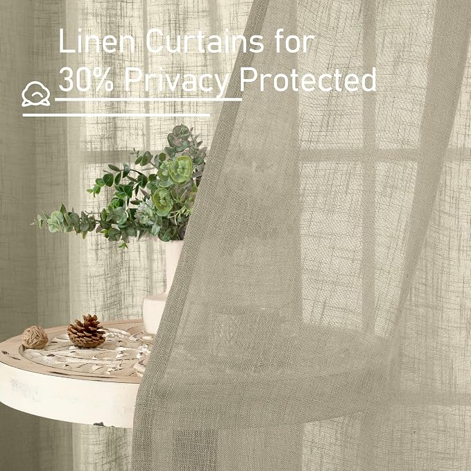 Short Window Sheer Linen Curtains 30 Inch Length - Image 5