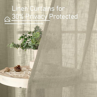 Short Window Sheer Linen Curtains 30 Inch Length - Image 5
