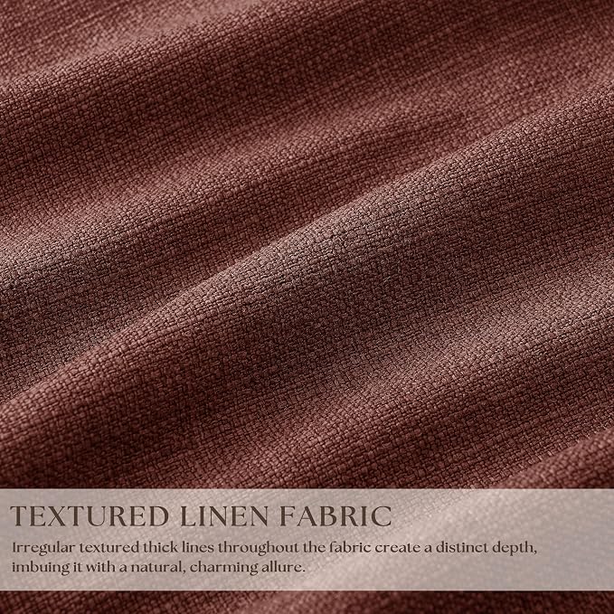 Chestnut Brown Linen Blackout Pleated 90 Inch Curtains - Image 3