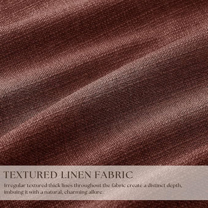 Chestnut Brown 100 Inch Floor Length Linen Blackout Curtains - Image 3
