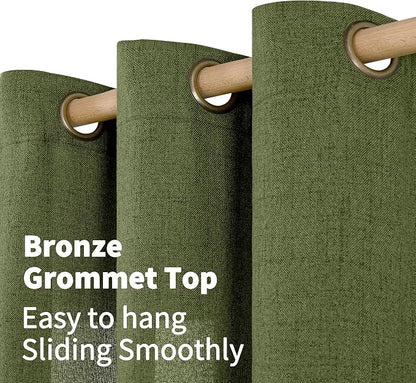 YoungsTex Olive Green Linen Curtains 63 Inch Length - Image 6