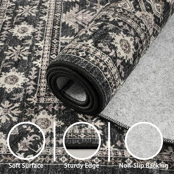 Grey Floral Hallway Runner Rug 2x5 - Image 7