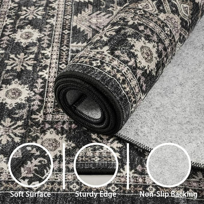 Grey Floral Hallway Runner Rug 2x5 - Image 7