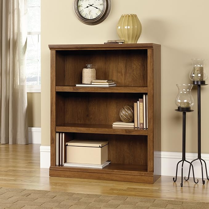 Sauder Miscellaneous Storage 3-Shelf Bookcase/ Book shelf, Oiled Oak finish - Image 2