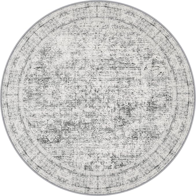 Round Area Rug Living Room: 5 ft Modern Washable Indoor Carpet | by FXRHLP