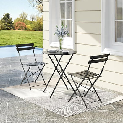 3-Piece Folding Bistro Set, Outdoor Patio Furniture Set - Image 8