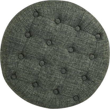 Homepop Home Decor | Upholstered Round Tufted Foot Rest Ottoman | Ottoman - Image 10