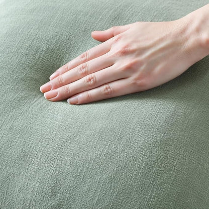 MIULEE Boho Linen Fringe Decorative Throw Pillow Covers Aqua Green 18x18 | Set - Image 2