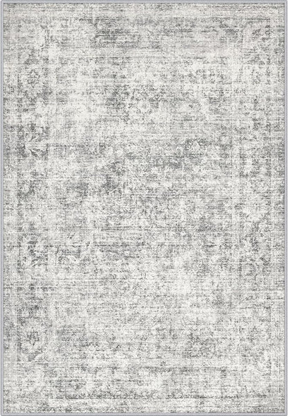 2x3 Washable Entryway Rug: Modern Abstract Soft Carpet Black Grey | by FXRHLP