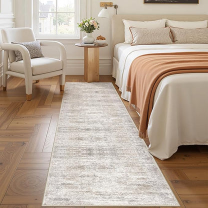 2x8 Runner Rug Non Slip, Washable Hallway Runner Rug, Taupe | Neutral Rugs - Image 5