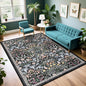 PLHXFR 6x9 Area Rug Living Room: Floral Washable Boho Carpet Dark Black | by PLHXFRSoftAreaRugs