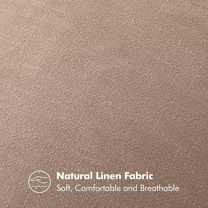 MIULEE Decorative Linen Euro Sham Pillow Covers 24x24 Camel | Boho Farmhouse​ - Image 3
