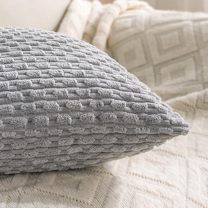 Set of 4 Grey Decorative Throw Pillow Covers 26x26 Inch Corduroy Pillow Covers - Image 6