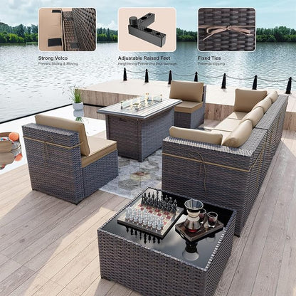 Kullavik 8 Pieces Outdoor Patio Furniture Set, Sectional Sofa Set - Image 2