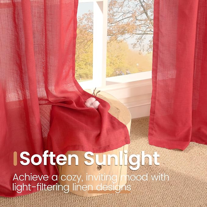 BGment Long Linen Semi Sheer Curtains 102 Inch Length - Image 5