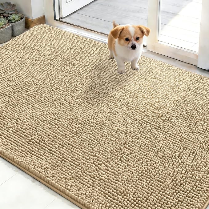 OLANLY Dog Door Mat for Muddy Paws 50x30, Super Absorbent Chenille Mud Mat | by OLANLY