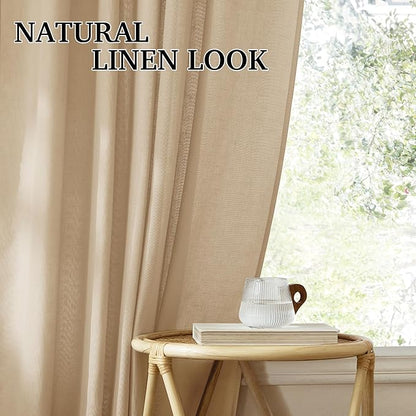 RYB HOME Sheer Curtains 108 inches, Extra Long Floor to Ceiling Curtains | - Image 6