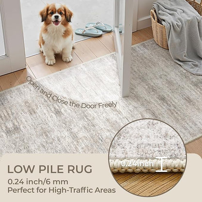 3x8 Runner Rug Non Slip, Washable Hallway Runner Rug, Taupe | Neutral Rugs - Image 6