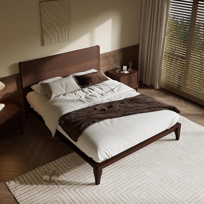 Merax King Size Bamboo Platform Bed, Mid-Century Modern Bed Frame - Image 4