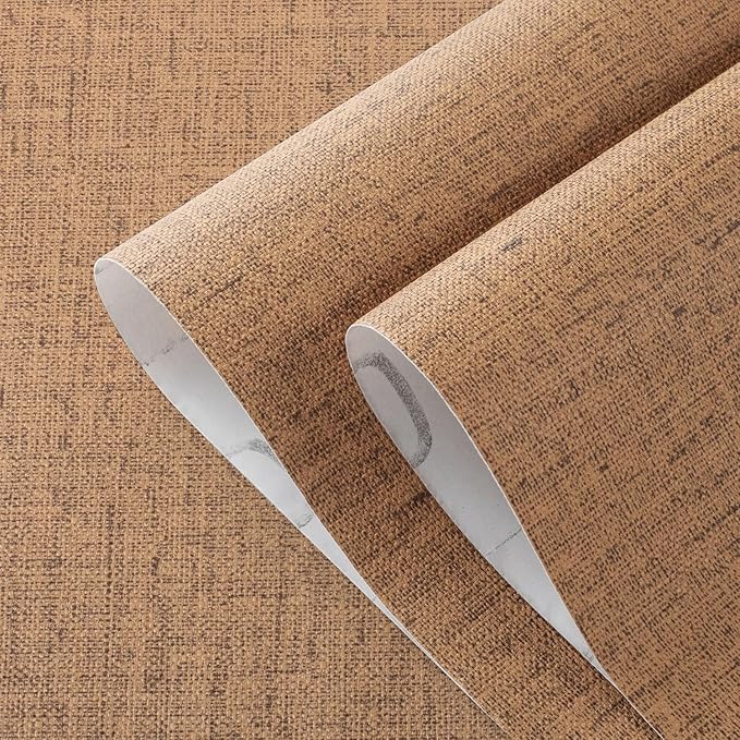 Beige Wallpaper Peel and Stick 472" Textured Beige Grasscloth Contact Paper - Image 7