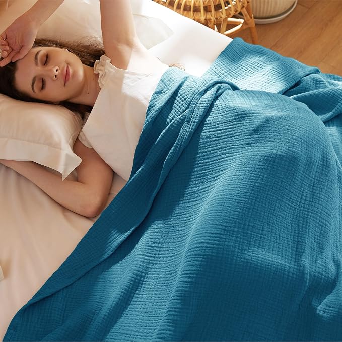 Bedsure 100% Cotton Muslin Blanket King Size - Image 6